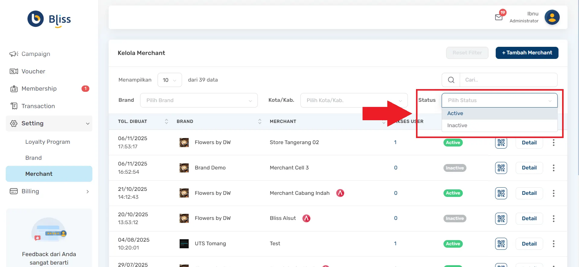 Cara akses halaman merchant